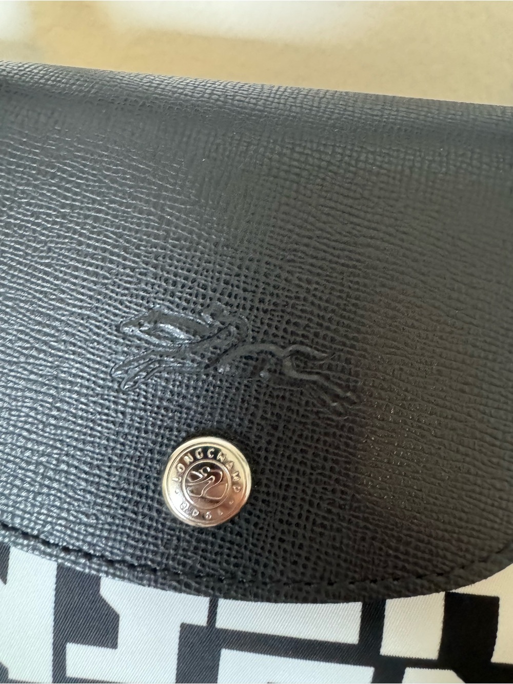 Longchamp Small Le Pliage Graphic Logo Tote - Black & White - Picture 6 of 9